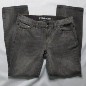 NY&CO womens PANTS gray JEANS mid-rise STRAIGHT petite WESTERN size 4